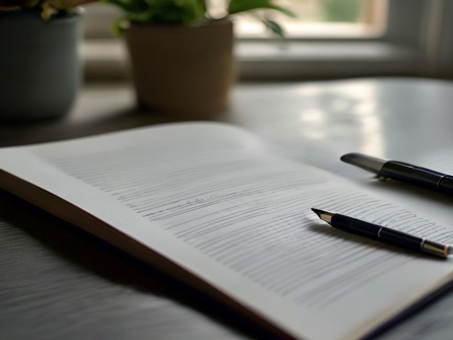 Person studying notes and habit tracking sheets with reflection in focus